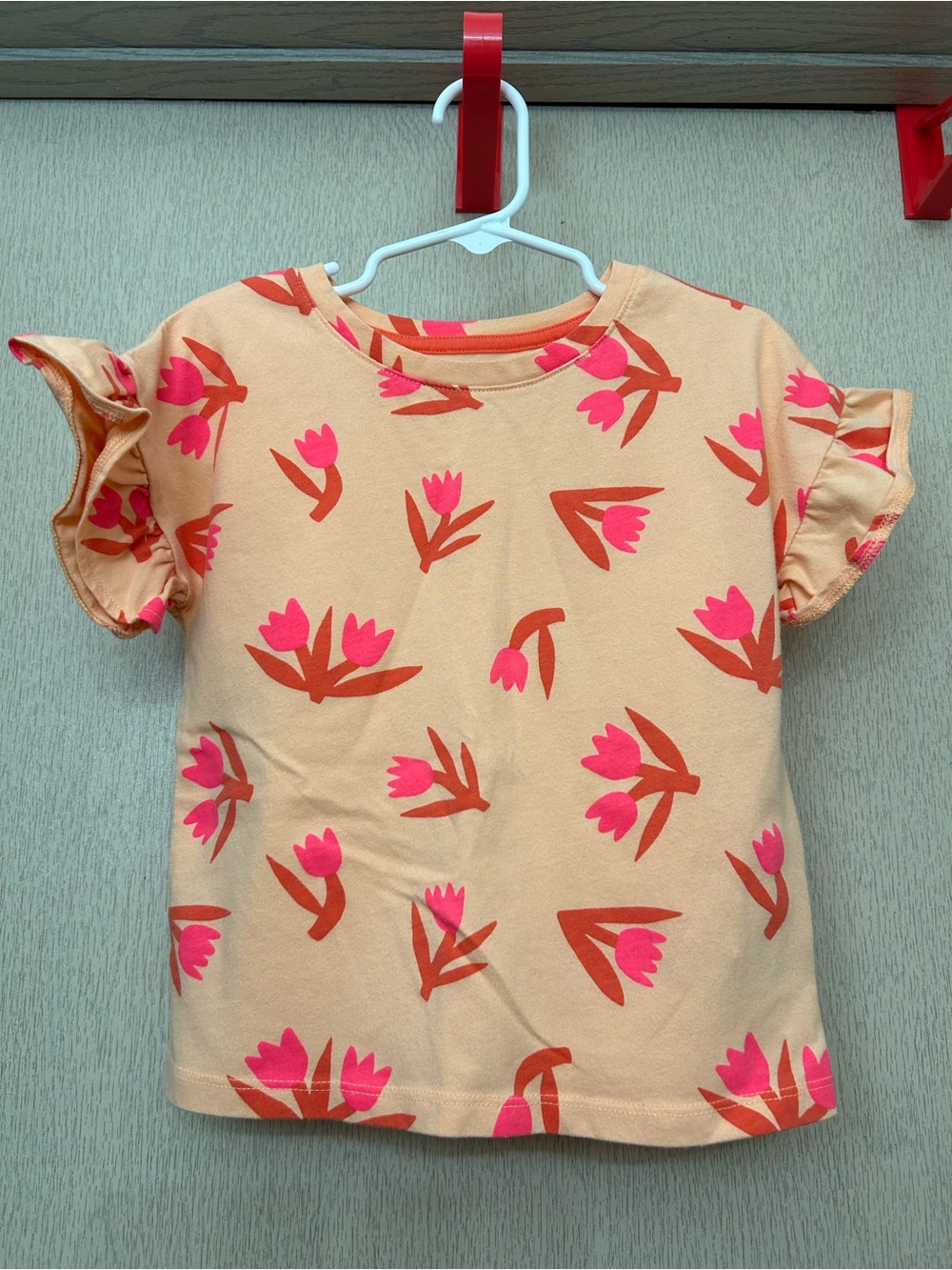 Cat & Jack - Floral T Shirt with Ruffles - Size 5T